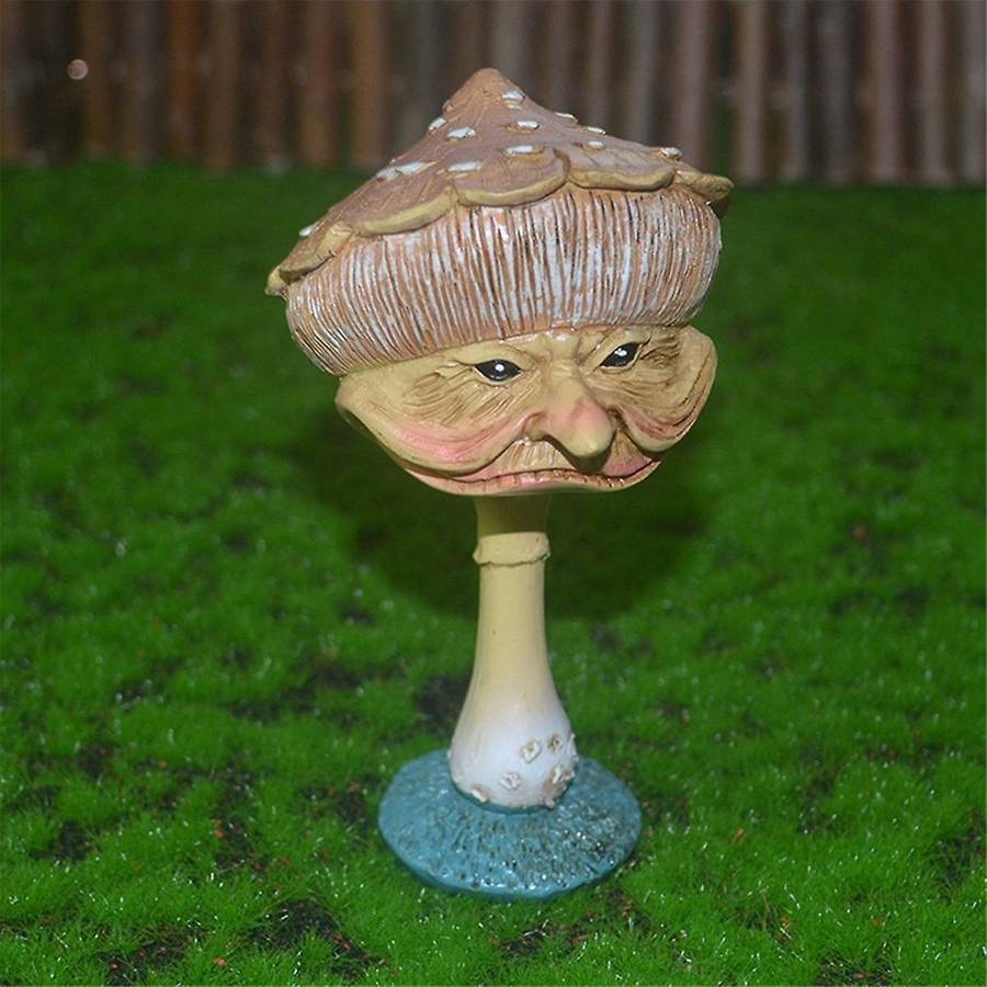 Human Face Mushroom Sculpture Resin Crafts Ornaments Garden Statue Figure Ornaments