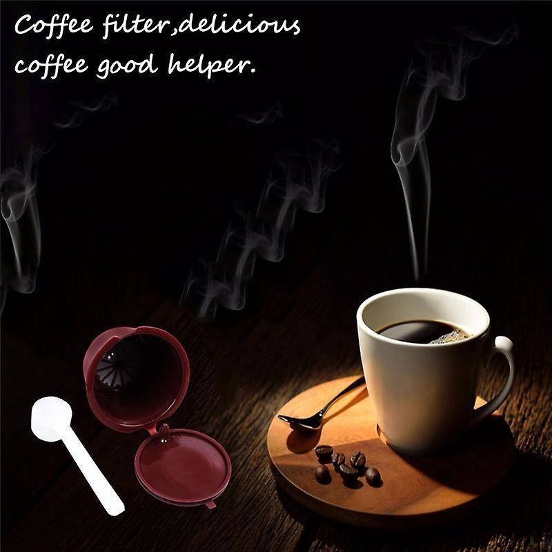 i cafilas 4pcs Plsatic Refillable Coffee Capsule with Spoon Brush 200 Times