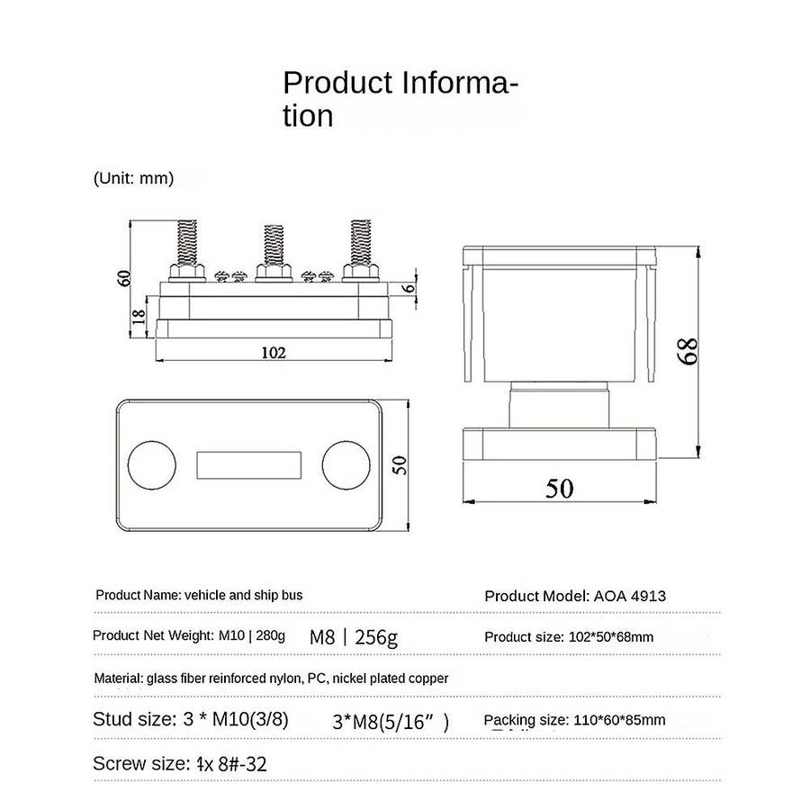 Install the Power Distribution Terminal Block 48V 300A Perfect for Cars Trucks RVs Marine Boats Sola