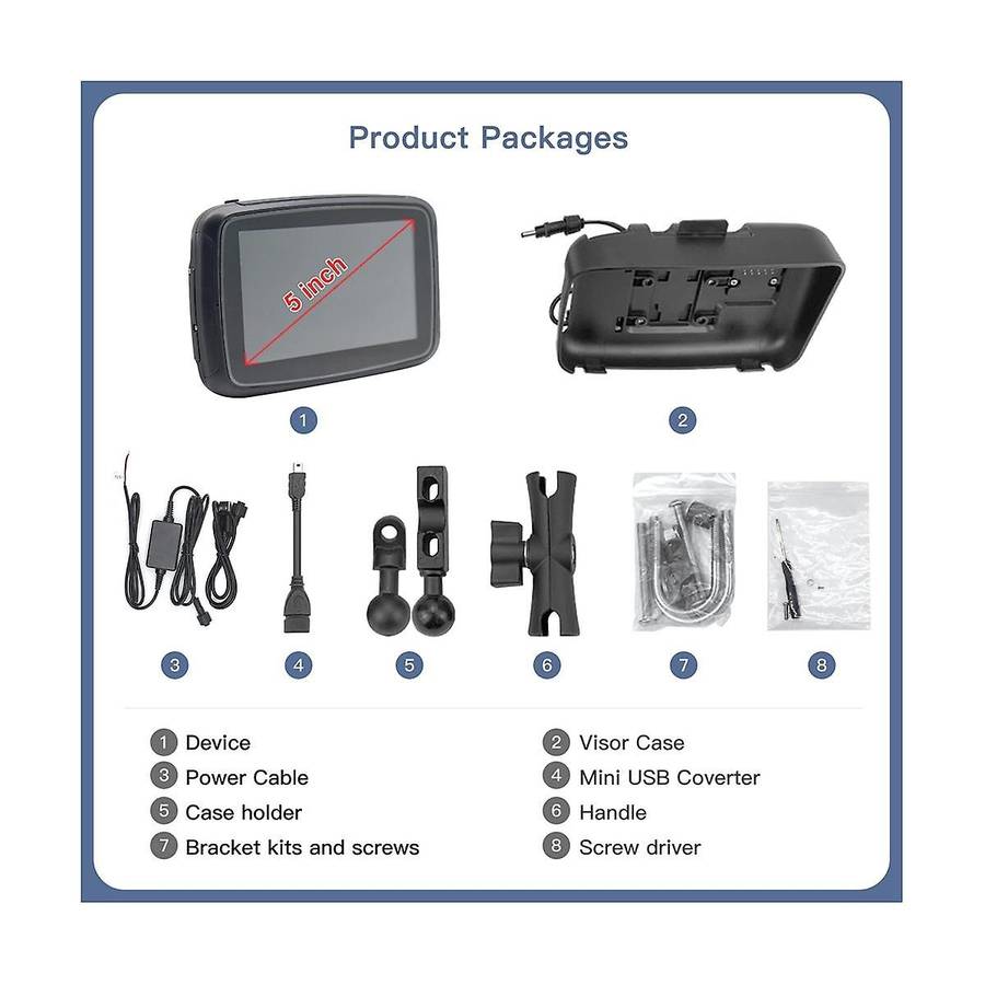 Ipx7 Motorcycle Waterproof Displa 5 Inch Motorcycle Wireless Carplay Android Auto Portable Navigati