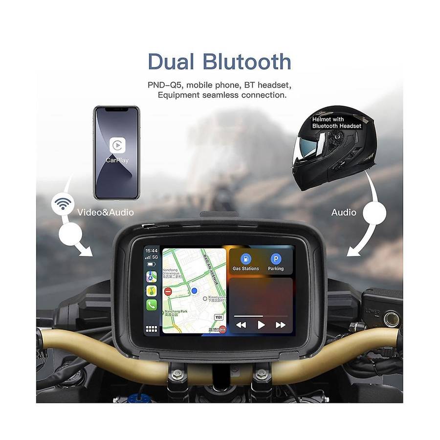 Ipx7 Motorcycle Waterproof Displa 5 Inch Motorcycle Wireless Carplay Android Auto Portable Navigati