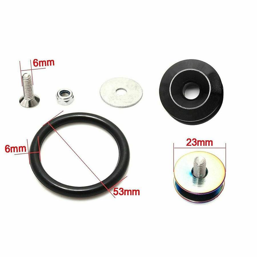 JDM Aluminum Quick Release Fasteners Bumper Trunk Hatch Lids Kit Black