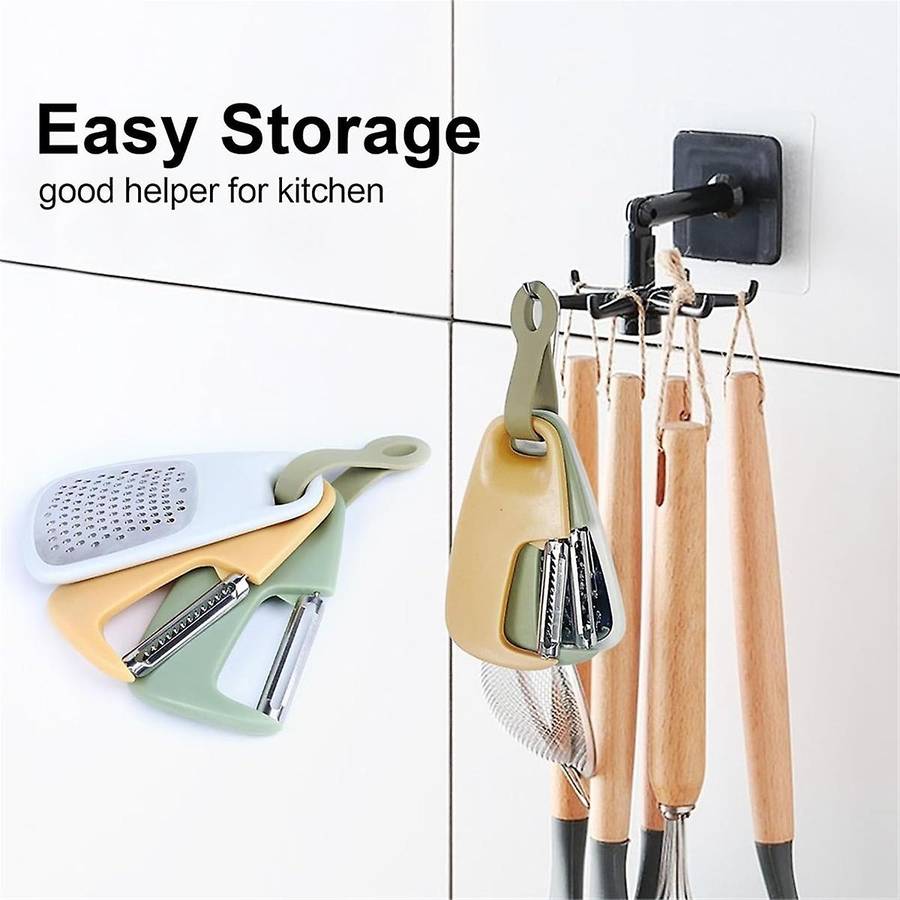 Kitchen Gadgets Set 3 Pieces,Vegetable Peeler,Julienne Peeler,Garlic/Ginger Grinder,Stackable Cookin