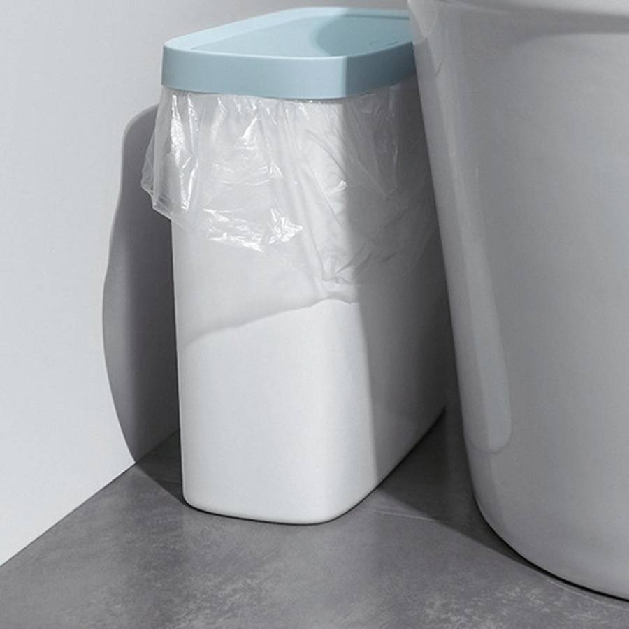 Kitchen Smart Trash Can Bathroom Plastic Trash Can Narrow Gray