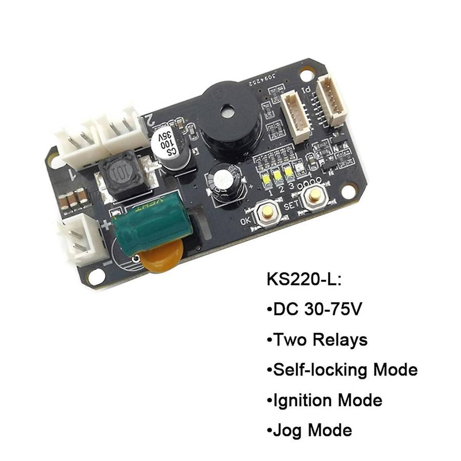 KS220-L+R503 DC30-75V 2 Relays Fingerprint Access Control Board with Self-Locking/Ignition/Jog Mode