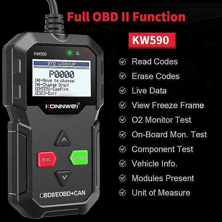 KW590 OBD2 EOBD Car Fault Diagnostic Scanner Car Universal Fault Detector