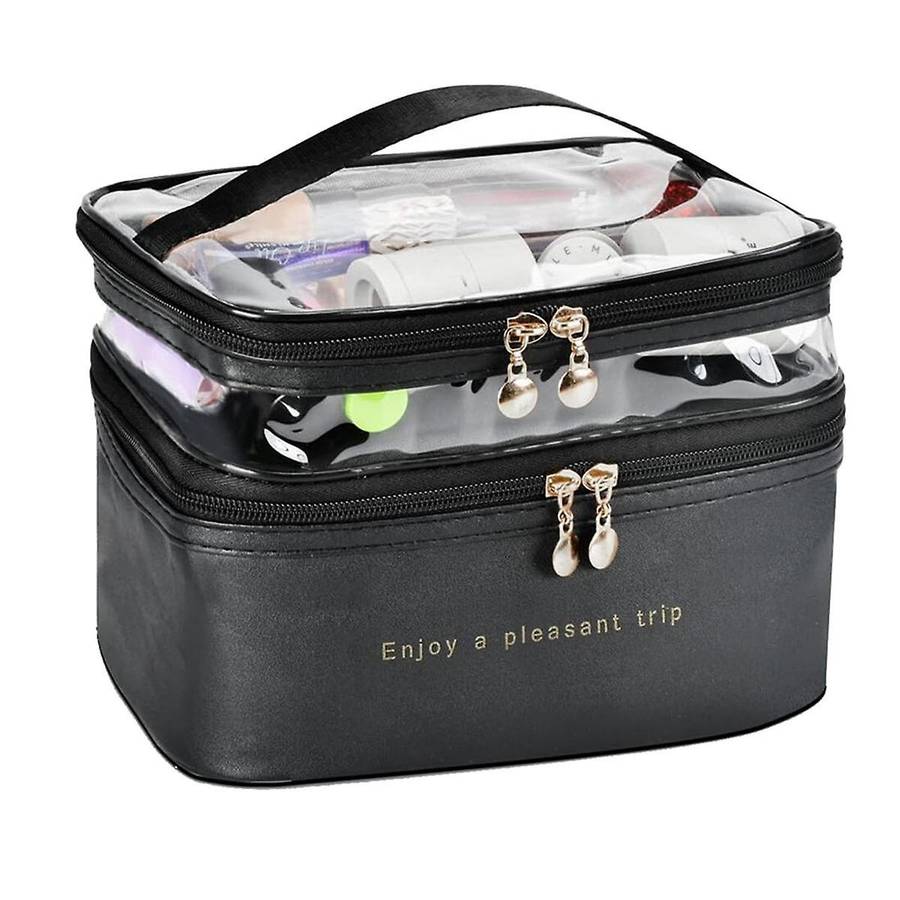 Large Layer Travel Makeup Bags,Clear Makeup Bag Organizer Skincare Bag Layer Makeup Organizer Bag Bl