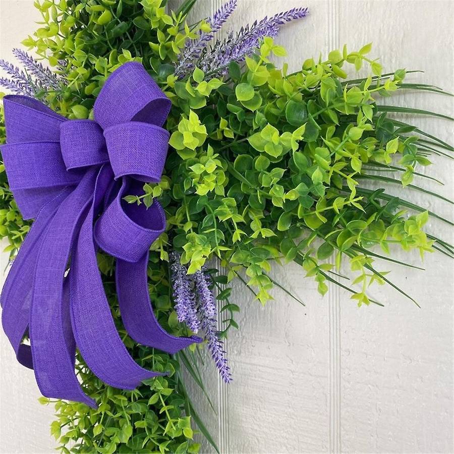 Lavender Wreaths for Front Door, Artificial Spring Easter Wreaths with Green Leaf, Farmhouse Wreath