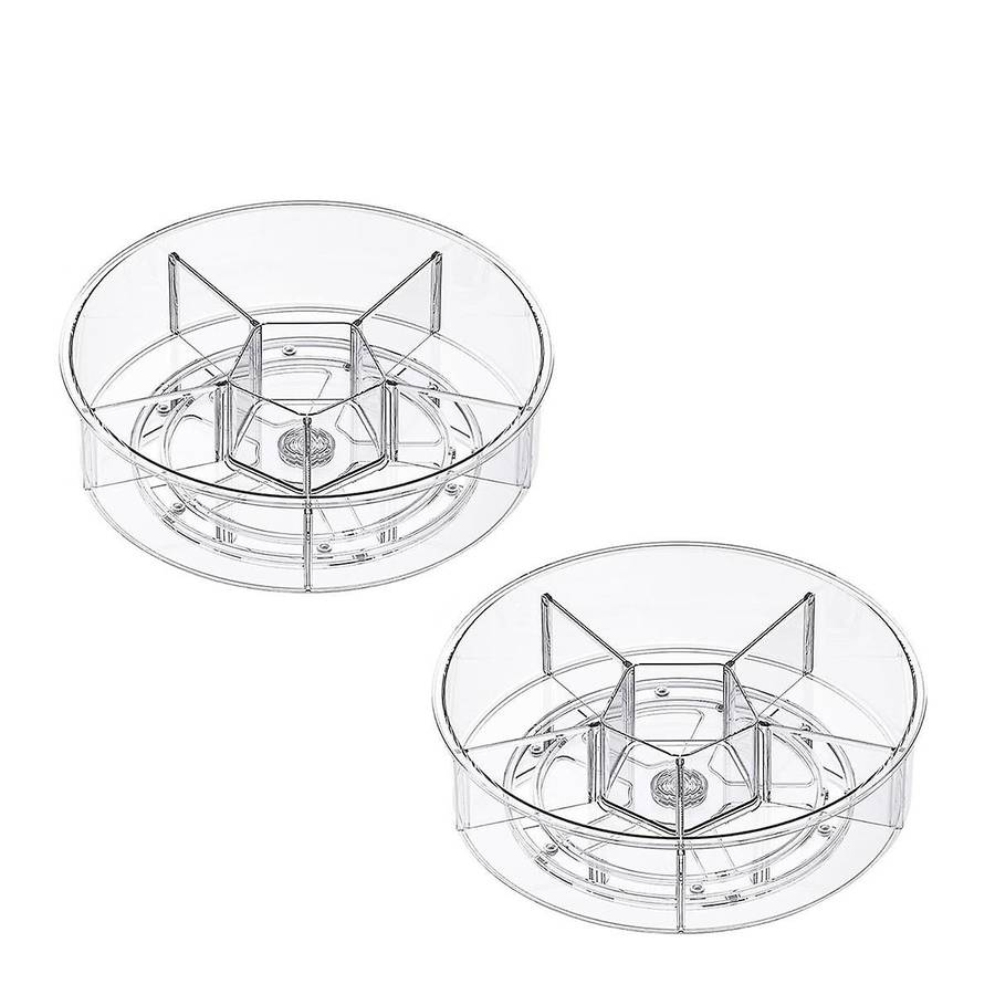 Lazy Turntable Organizer for Cabinet Refrigerator and Pantry Countertop with Clear Spice Rack 2pcs 1