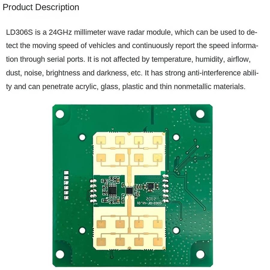 LD306S 24G Speed Radar Module LD306S Traffic Vehicle Speed Feedback Monitoring Sensor RS485 Serial