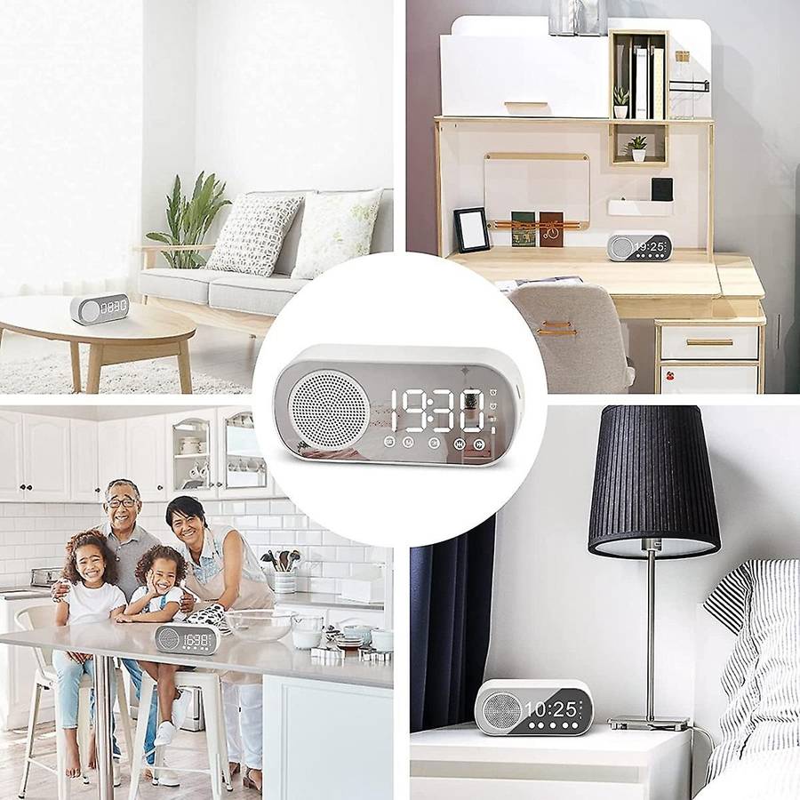 LED Digital Alarm Clock with FM Radio and Bluetooth Speaker, 3 Levels Brightness Diming Mode,Snooze