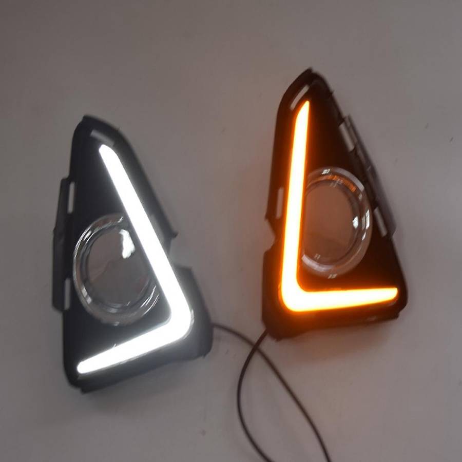 LED DRL Daytime Running Light Fog Lamp 12V Car Running Lights for 4 2016 2017 2018(White+Yellow Ligh