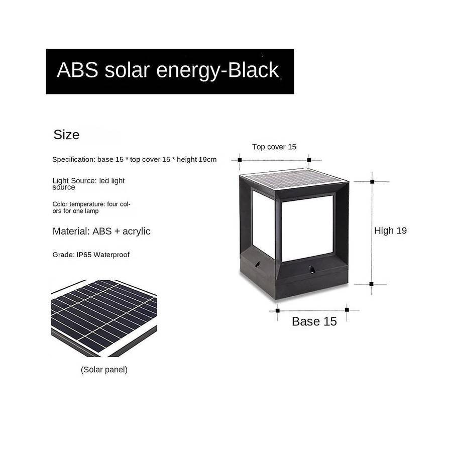 Led Solar Column Headlight Solar Powered Pillar Lamp Outdoor Waterproof Wall Light for Courtyard Lan
