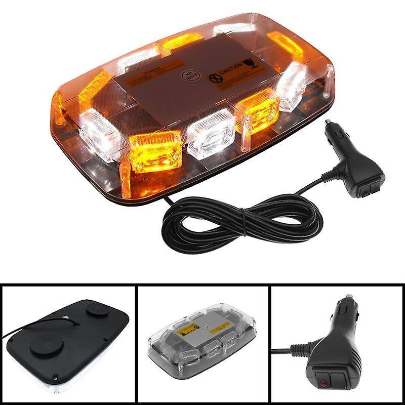 LED Strobe Light Bar Amber Lens Warning Hazard Flashing Lights Magnetic Mount for Emergency Construc