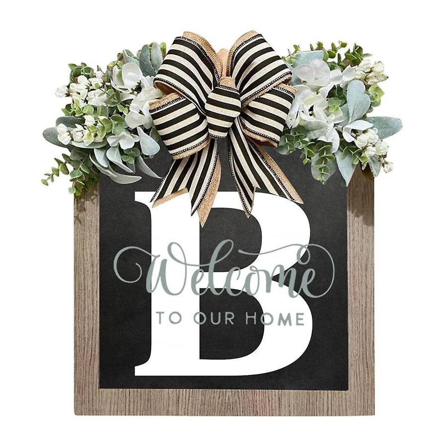 Letter Front Door Wreath Wooden Sign Pendant Welcome Sign Decoration Crafts Door Hanging