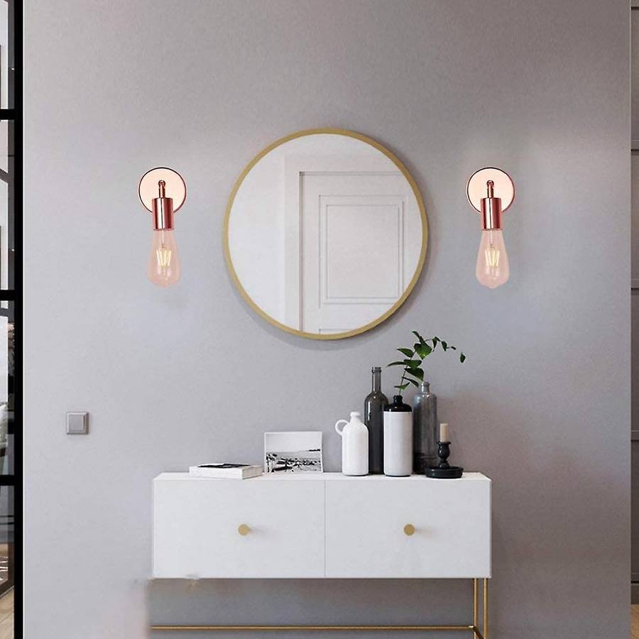 Light Bathroom Wall Sconce Set of 2 Vintage Industrial Wall Lamp Pole Battery Lights Indoor(Rose Gol