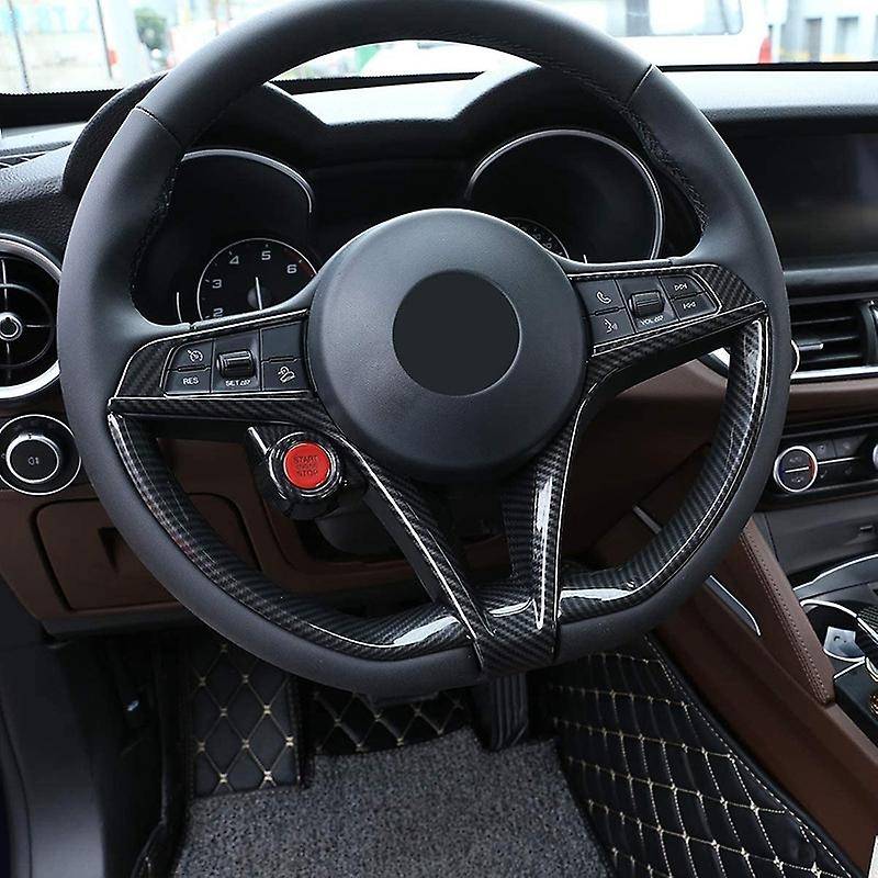 Look Steering Wheel V-Shaped Frame Trim for Stelvio 2017-2019 Car Carbon fiber pattern