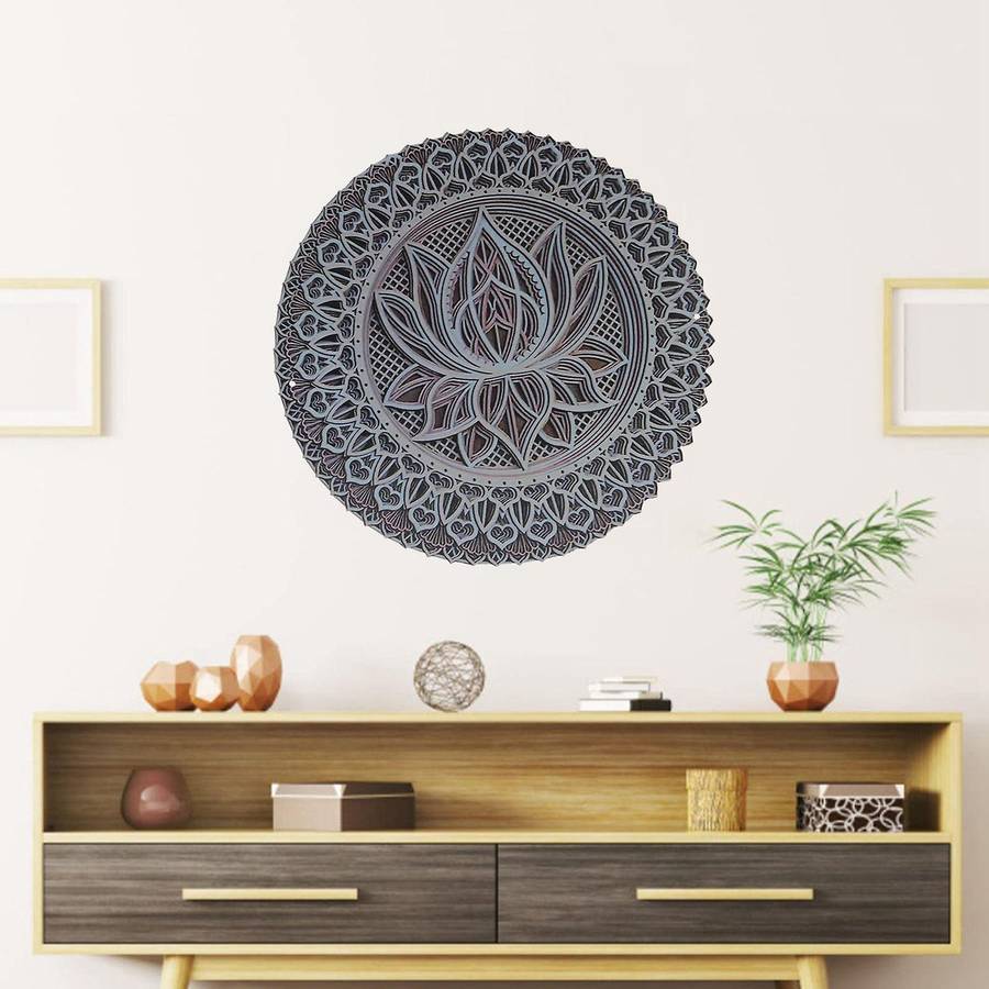 Lotus Flower Mandala-Art Wall, Lotus Flower Mandala Metal Wall Hanging for Room Decoration Bohemian