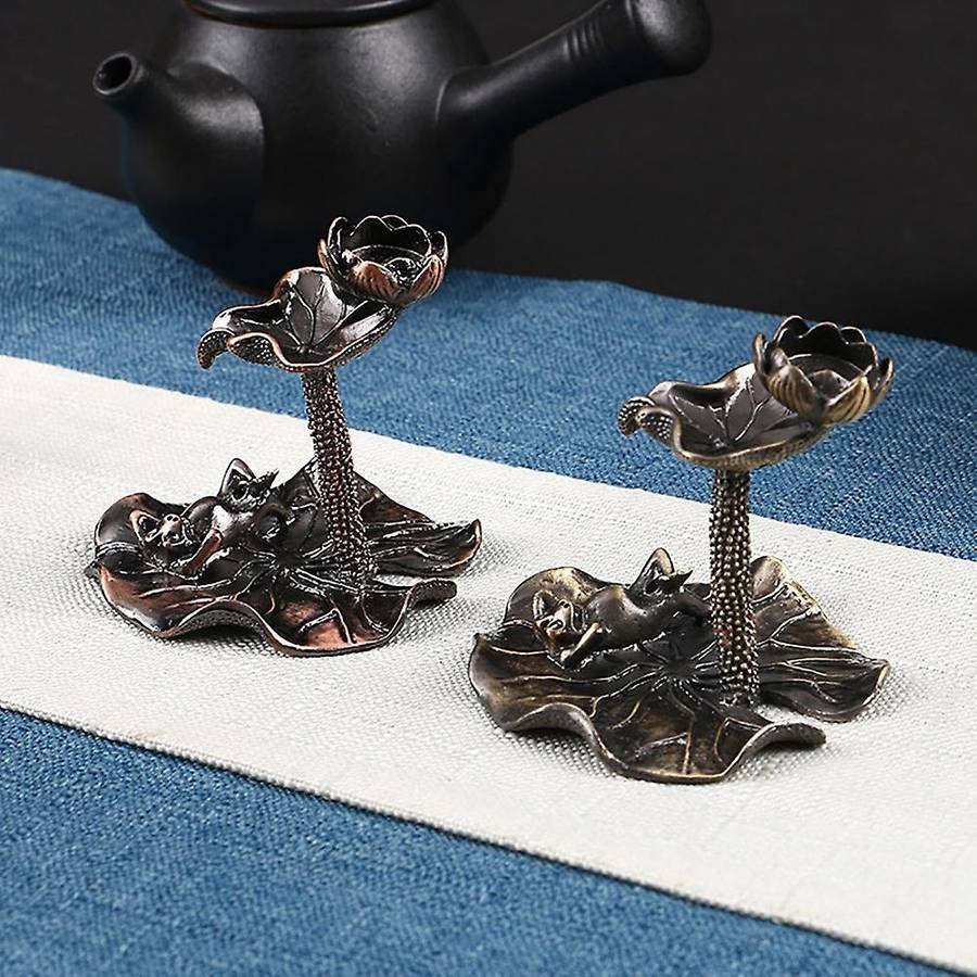 Lotus Leaf Back Flow Censer Tower Incense Burner Backflow Censer Aromatherapy Waterfall Censer Bronz
