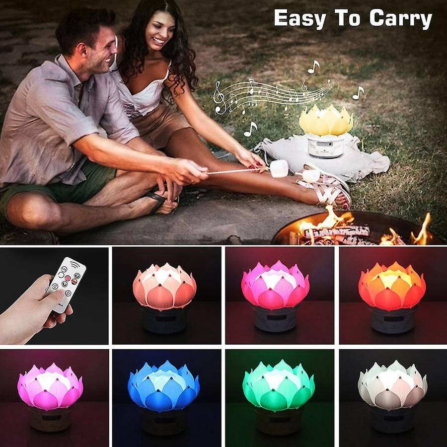 Lotus Flower Night Light USB Interface 7 Colors Bluetooth Speaker Atmosphere Light Room Decorative N