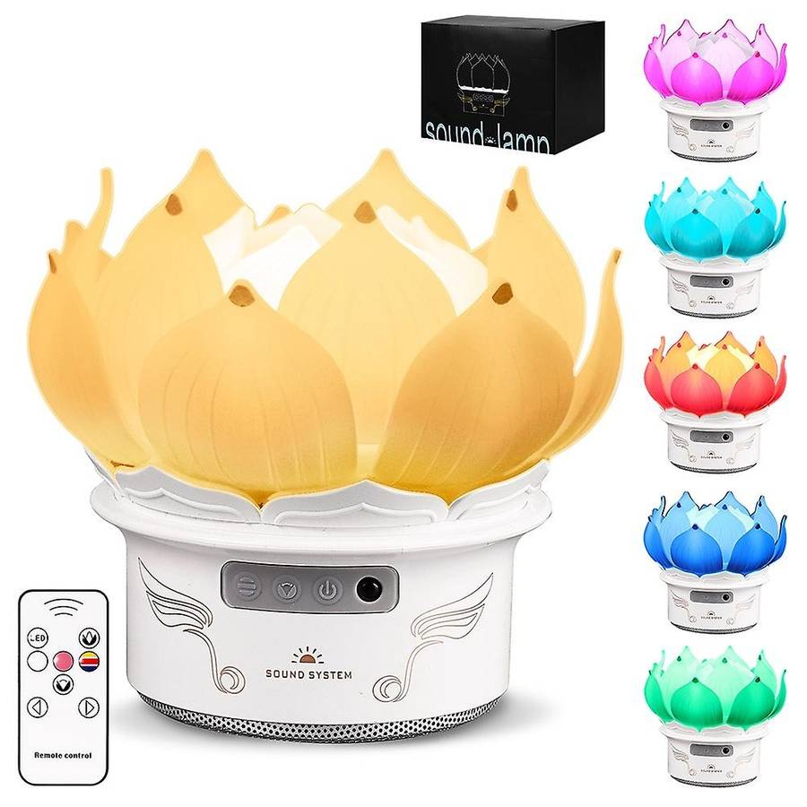 Lotus Flower Night Light USB Interface 7 Colors Bluetooth Speaker Atmosphere Light Room Decorative N