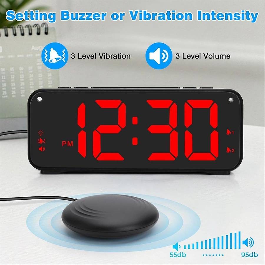 Loud Alarm Clock for Heavy Sleepers Adults,dual Alarm Clock with Bed Shaker,for Bedrooms,6.5in Displ