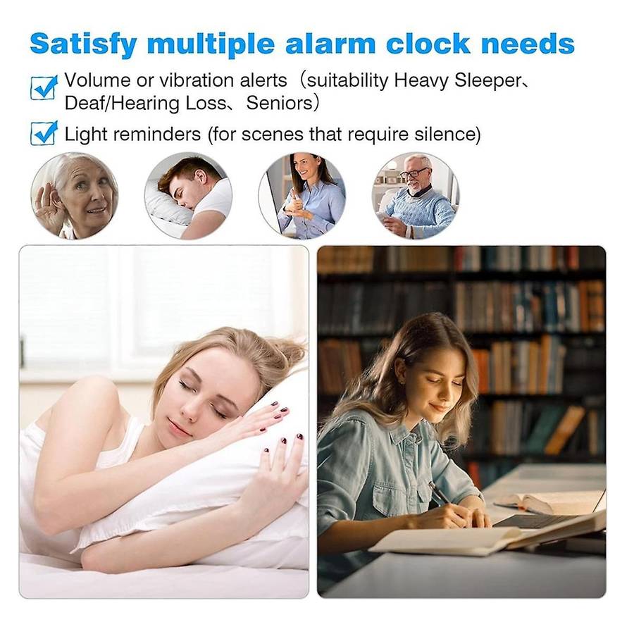 Loud Alarm Clock for Heavy Sleepers Adults,dual Alarm Clock with Bed Shaker,for Bedrooms,6.5in Displ
