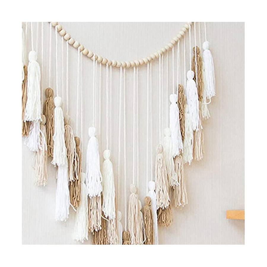 Macrame Wall Hanging Decor 39x43in Boho Woven Tapestry White Beige Khaki Macromay Wall Decor With