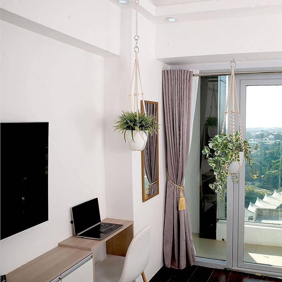 Macrame Plant Hanger Indoor Set with Hanging Plant Holder Extender