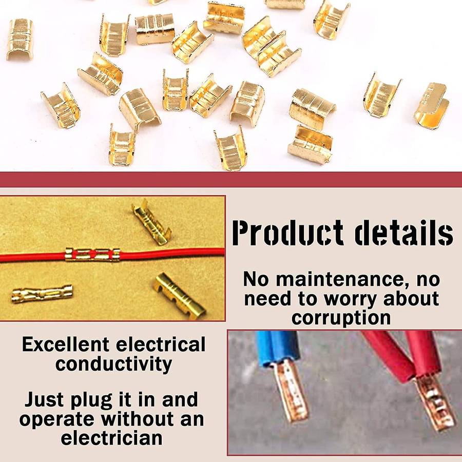 550pcs U-shaped Copper Butt Terminal Crimping Non-insulated Kit