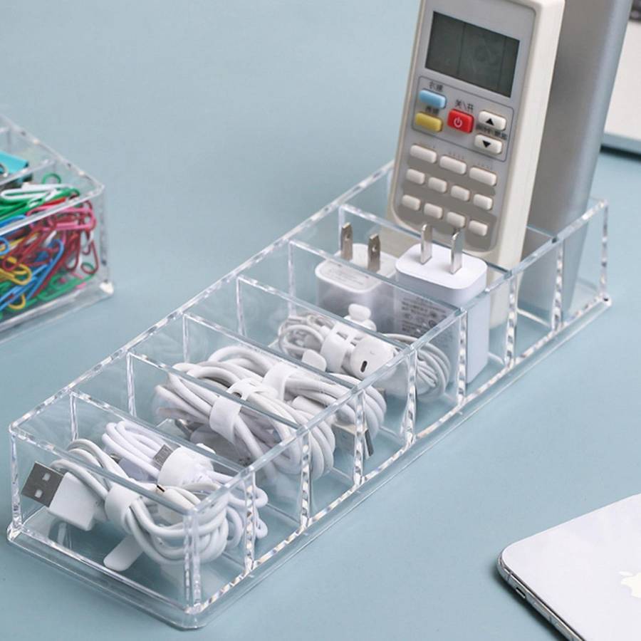 Desktop Data Charging Cable Earphone Storage Box Transparent Drawer