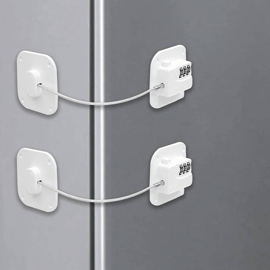 2 X No Drilling Refrigerator Lock for Children Under 5 Years, White
