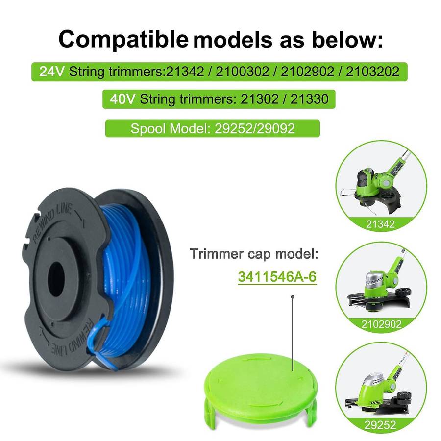 29092 String Trimmer Replacement Spool 29252 for Greenworks