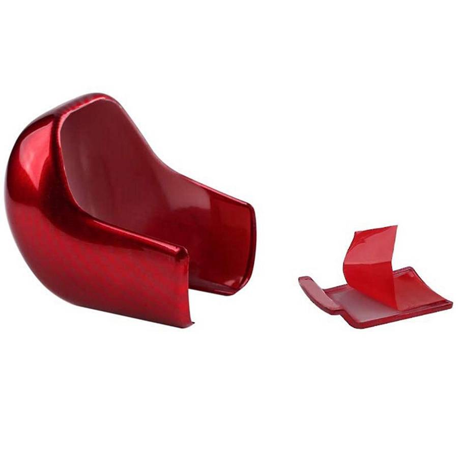 Gear Shifting Knob Cover Abs Red Carbon Fiber Change Lever Trim