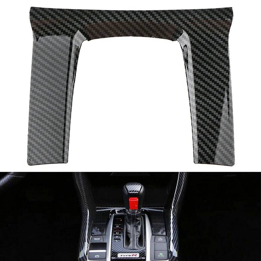 Gear Shifting Knob Cover Abs Red Carbon Fiber Change Lever Trim