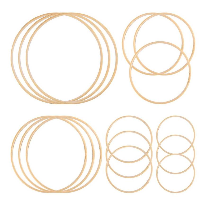Wooden Rings, Bamboo Macrame Hoop Rings for Wedding Christmas Crafts