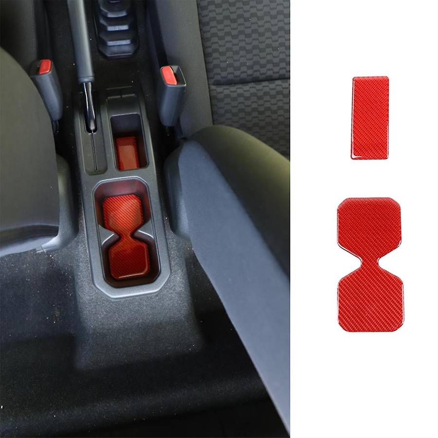 Car Cup Holder Mat Pad for Jimny Jb74 2019-2022 , Red Carbon Fiber