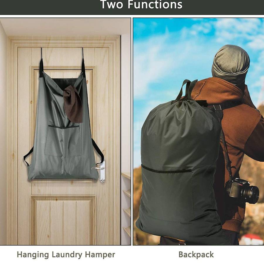 Large Laundry Hanging Bag with Strap, with Hooks, with Bottom Zipper