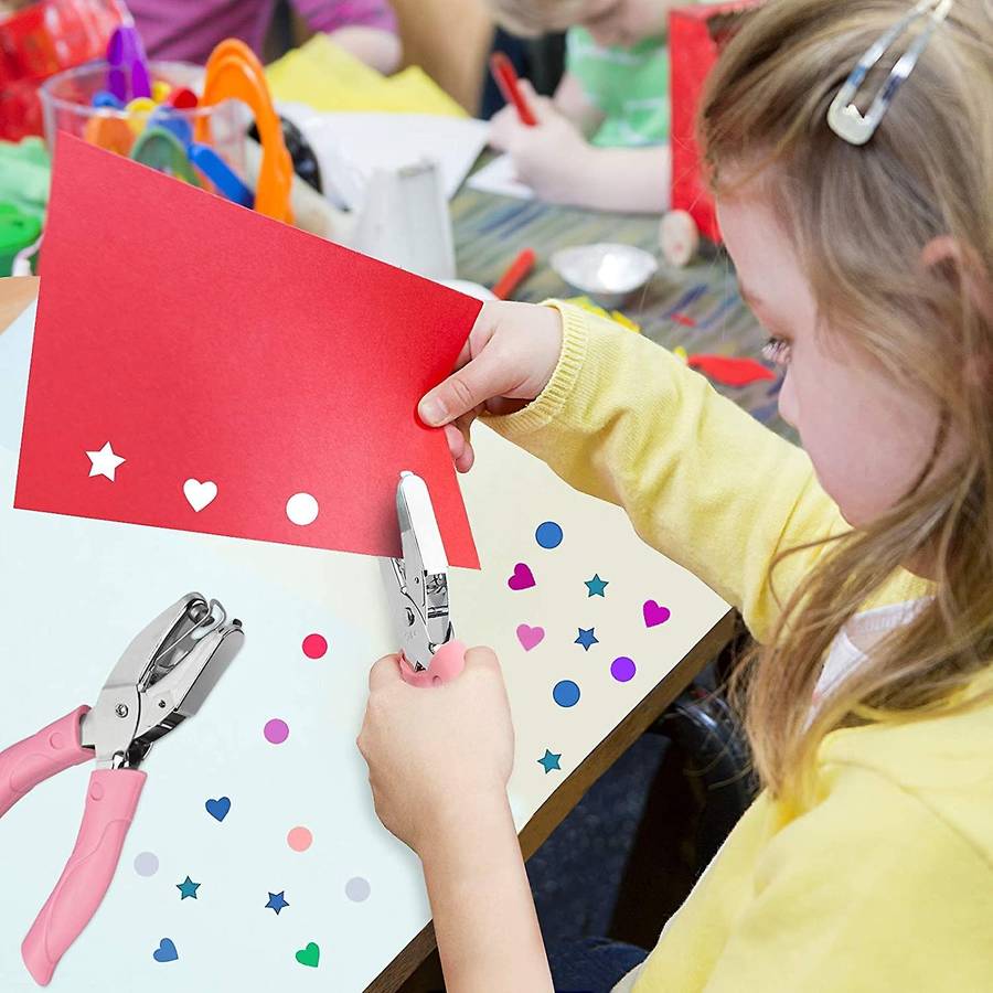 3pcs Metal Single Hole Puncher Circle Star Heart Hole Paper Punch