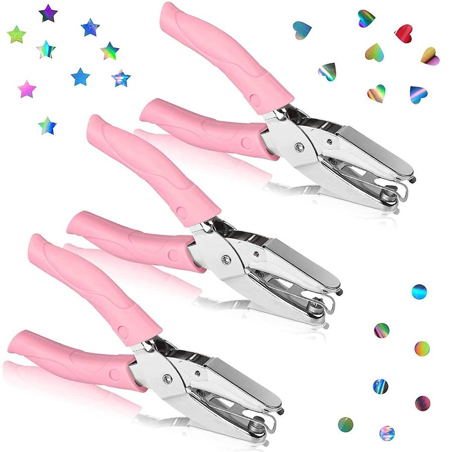 3pcs Metal Single Hole Puncher Circle Star Heart Hole Paper Punch