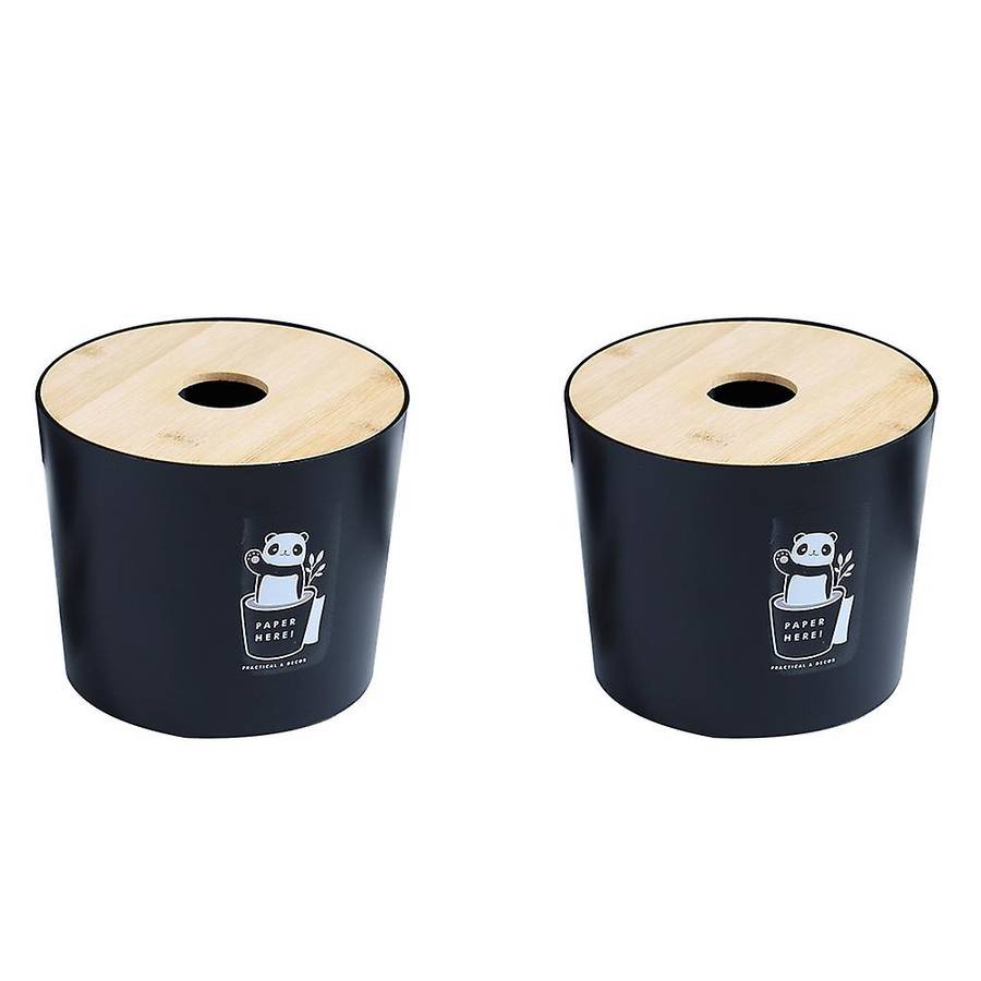 2pcs Round Roll Paper Box Household Pumping Paper Box (black)
