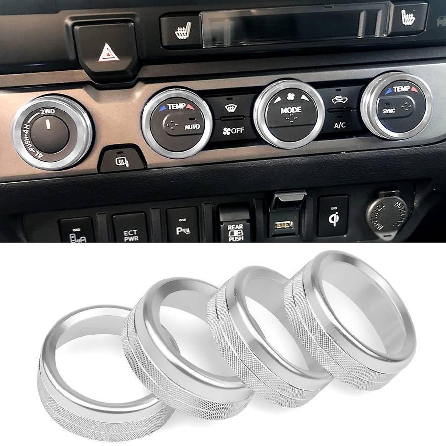 Air Conditioner Switch Knob Decor for Toyota Tacoma 2016-2020(silver)