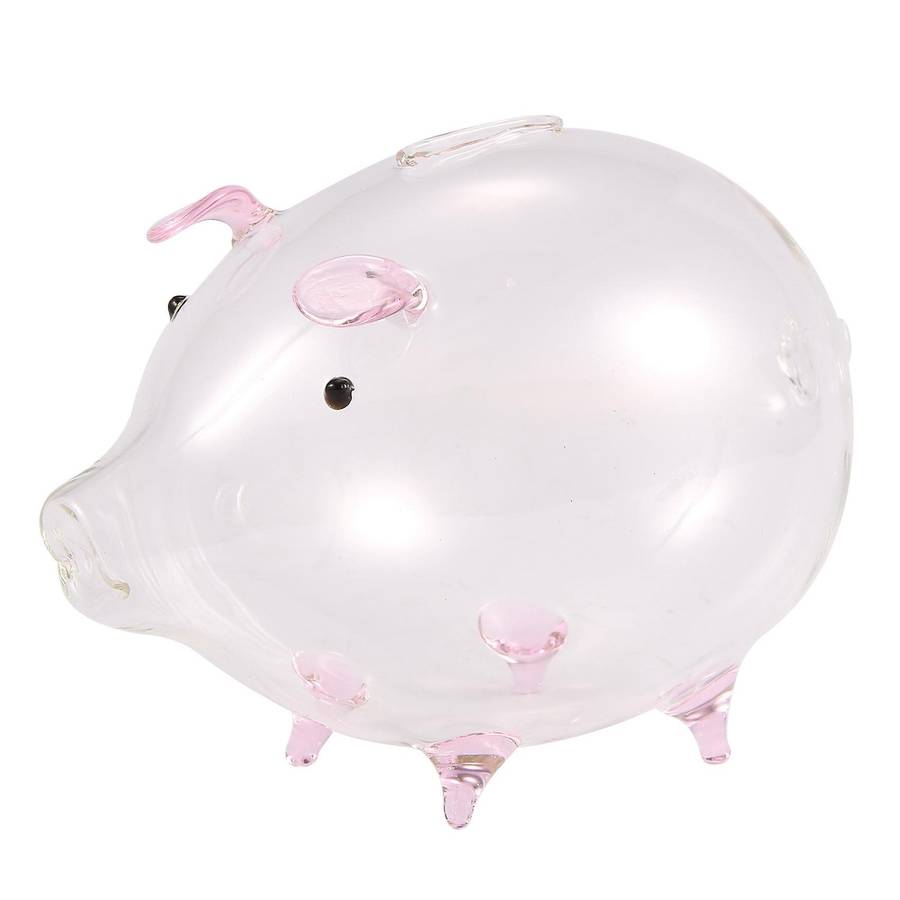 Pig Bank Money Boxes Coin Saving Box Transparent Glass Pink