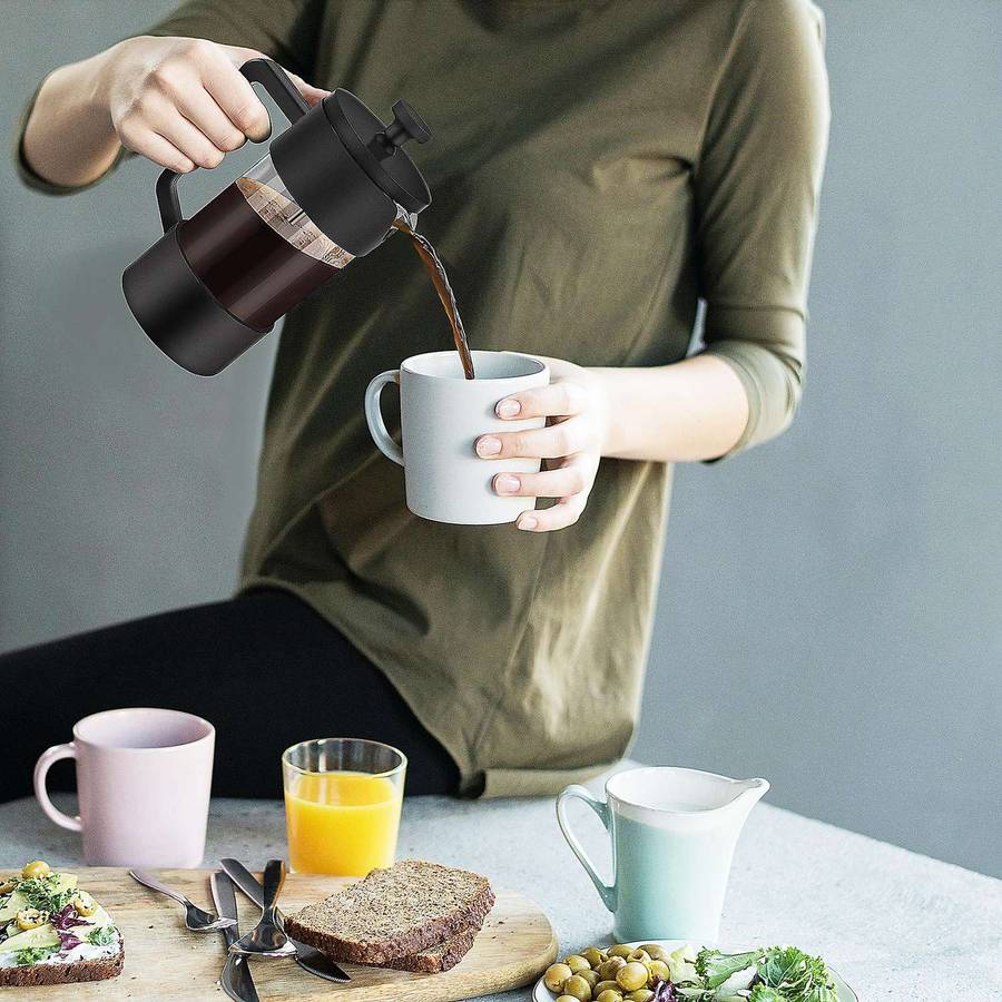 French Coffee & Tea Maker 12oz, Glass Coffee Press Rust-free,black