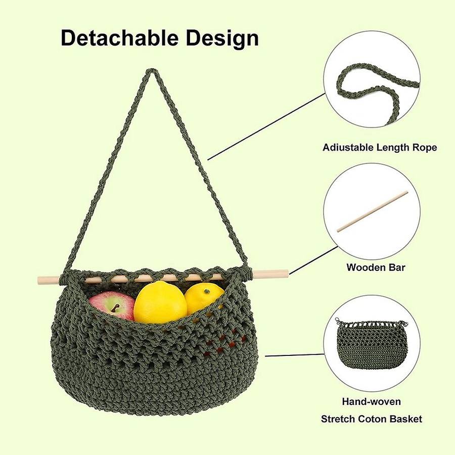 Boho Hanging Fruit Woven Baskets Organization to Store All Items -3