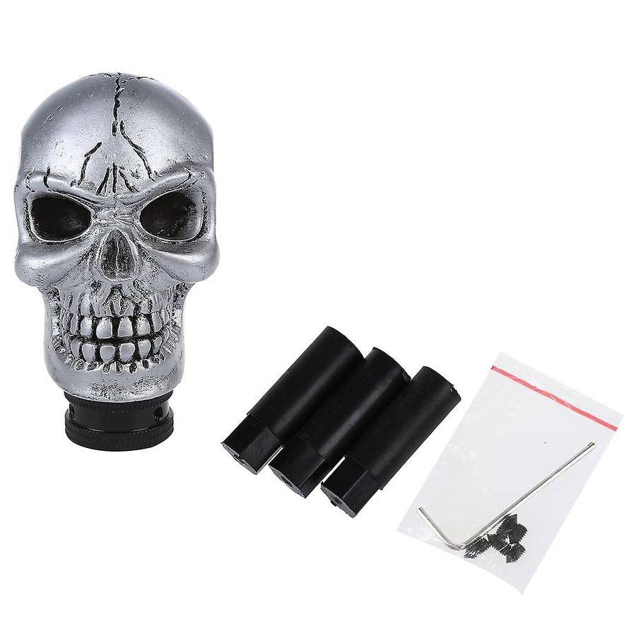 Metal Skull Head Truck Car Gear Shift Knob + 3 Plastic Connectors