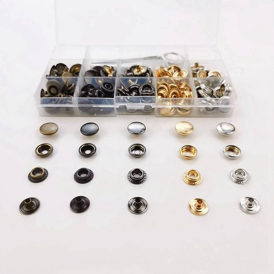 50 Sets 15mm Metal Snap Fastener Button Press Popper with Tool