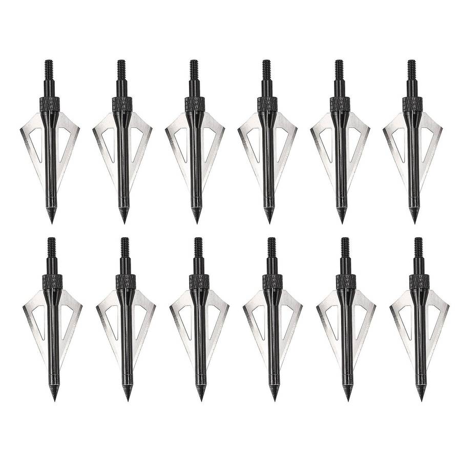 12pcs 3 Blades Hunting Archery Broadheads 100 Grain Heads Tips