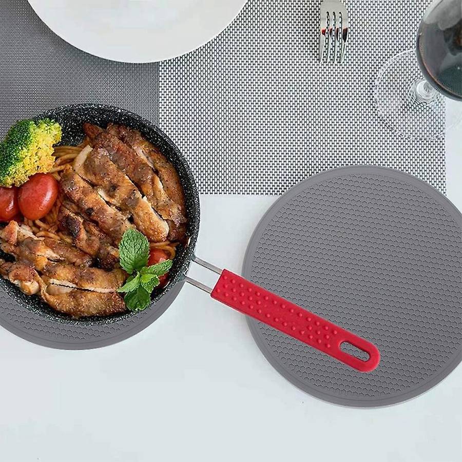 2pcs Round Insulation Silicone Mats Non-slip Heat(dark Gray)