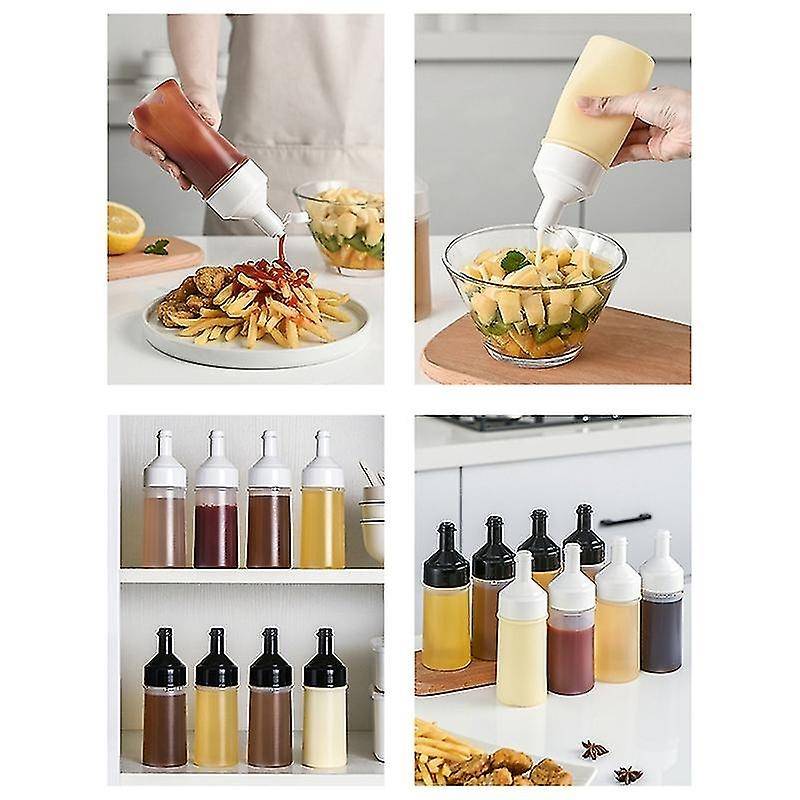 4 Pack Condiment Squeeze Bottles, Food Dispenser for Kitchen-black